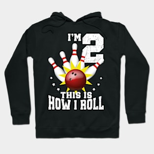 Bowling 2nd Birthday Bday Party Kids 2 years Old Bowler Hoodie